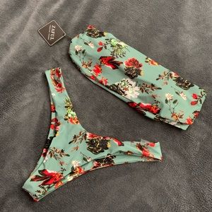 Zaful green floral bikini